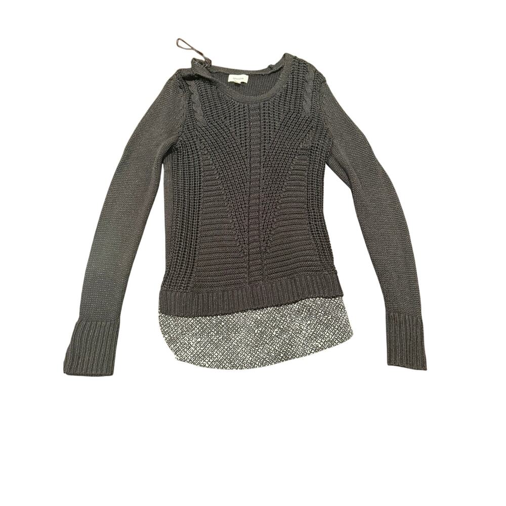 Calvin Klein Women's Gray Layered Mixed Media Knit Sweater Size XS